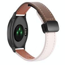 Per cinturino per orologio in pelle microfibra Garmin Vivomove HR Sport sottile con fibbia magnetica da 20 mm (albicocca + caramello macchiato)