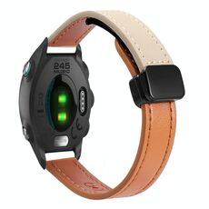Per Garmin Forerunner 245 Slim Fibbia Magnetica 20mm Cinturino in Microfibra in Pelle (Aimaorange+Crema Albicocca)