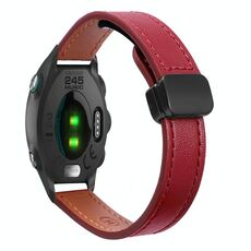 Per Garmin Forerunner 245 Slim Fibbia Magnetica 20mm Cinturino in Microfibra in Pelle (Rosso Vino)