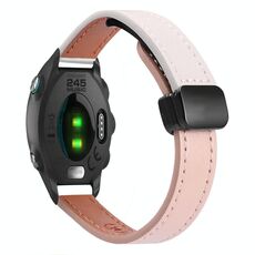 Per Garmin Forerunner 245 Slim Fibbia Magnetica 20mm Cinturino in Microfibra in Pelle (Rosa+Albicocca)
