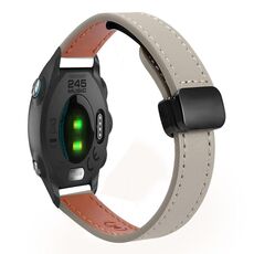 Per Garmin Forerunner 245 Slim Cinturino in pelle microfibra con fibbia magnetica da 20 mm (grigio elefante vitello)