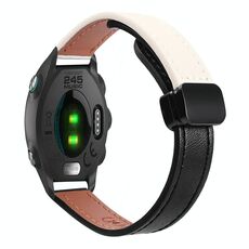 Per Garmin Forerunner 245 Slim Fibbia Magnetica 20mm Cinturino in Microfibra in Pelle (Nero+Albicocca)