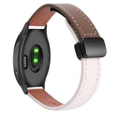 Per Garmin Venu Slim Fibbia Magnetica 20mm Cinturino in Microfibra in Pelle (Albicocca+Caramello Macchiato)