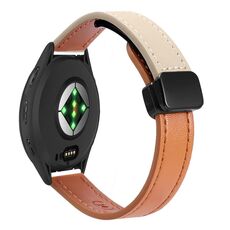 Per Garmin Venu 3S 18mm Slim Magnetic Buckle Microfiber Leather Watch Band (Aimaorange+Crema Apricot)