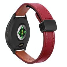 Per Garmin Venu 3S 18mm Slim Magnetic Buckle Microfiber Leather Watch Band (Rosso Vino)