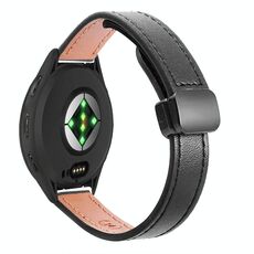 Per Garmin Venu 3S 18mm Slim Magnetic Buckle Microfiber Leather Watch Band (Nero)