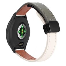 Per Garmin Venu 3S 18mm Slim Magnetic Buckle Microfiber Leather Watch Band (Albicocca+Verde Avocado)