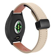 Per Garmin Venu 3S 18mm Slim Magnetic Buckle Microfiber Leather Watch Band (crema albicocca)