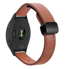 Per Garmin Forerunner 265S 18mm Slim Magnetic Buckle Microfiber Leather Watch Band (marrone moka)