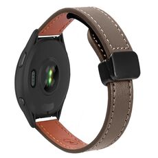 Per Garmin Forerunner 265S 18mm Slim Magnetic Buckle Microfiber Leather Watch Band (Caramel Macchiato)