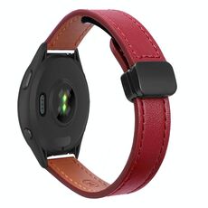 Per Garmin Forerunner 265S 18mm Slim Magnetic Buckle Microfiber Leather Watch Band (Rosso Vino)