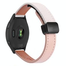 Per Garmin Forerunner 265S 18mm Slim Magnetic Buckle Microfiber Leather Watch Band (Rosa+Albicocca)