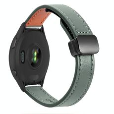 Per Garmin Forerunner 265S 18mm Slim Magnetic Buckle Microfiber Leather Watch Band (Avocado Green)