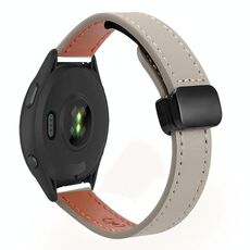 Per Garmin Forerunner 265S 18mm Slim Magnetic Buckle Microfiber Leather Watch Band (Vitello Elephant Grey)