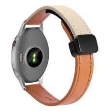 Per Garmin Forerunner 255S 18mm Slim Magnetic Buckle Microfiber Leather Watch Band (Aimaorange+Crema Apricot)