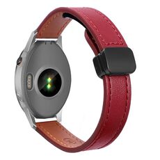 Per Garmin Forerunner 255S 18mm Slim Magnetic Buckle Microfiber Leather Watch Band (Rosso Vino)