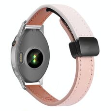 Per Garmin Forerunner 255S 18mm Slim Magnetic Buckle Microfiber Leather Watch Band (Rosa+Albicocca)