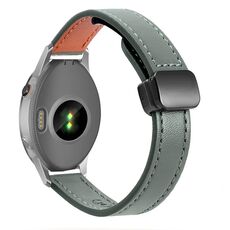 Per Garmin Forerunner 255S 18mm Slim Magnetic Buckle Microfiber Leather Watch Band (Avocado Green)