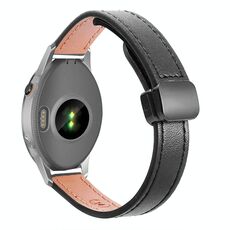 Per Garmin Forerunner 255S 18mm Slim Magnetic Buckle Microfiber Leather Watch Band (Nero)