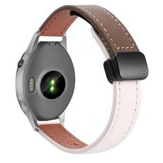 Per Garmin Forerunner 255S 18mm Slim Magnetic Buckle Microfiber Leather Watch Band (Albicocca+Caramello Macchiato)