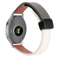 Per Garmin Forerunner 255S 18mm Slim Magnetic Buckle Microfiber Leather Watch Band (Albicocca+Verde Avocado)