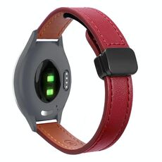 Per Garmin Move 3S 18mm Slim Magnetic Buckle Microfiber Leather Watch Band (Rosso Vino)