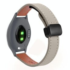 Per Garmin Move 3S 18mm Slim Magnetic Buckle Microfiber Leather Watch Band (Vitello Elephant Grey)