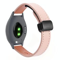 Per Garmin Move 3S 18mm Slim Magnetic Buckle Microfiber Leather Watch Band (Sakura Pink)