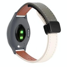 Per Garmin Move 3S 18mm Slim Magnetic Buckle Microfiber Leather Watch Band (Albicocca+Verde Avocado)