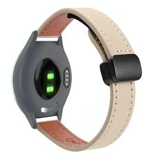 Per Garmin Move 3S 18mm Slim Magnetic Buckle Microfiber Leather Watch Band (crema albicocca)