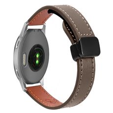 Per Garmin Venu 2S 18mm Slim Magnetic Buckle Microfiber Leather Watch Band (Caramel Macchiato)