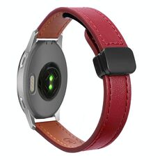 Per Garmin Venu 2S 18mm Slim Magnetic Buckle Microfiber Leather Watch Band (Rosso Vino)