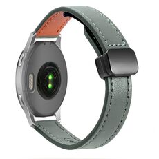 Per Garmin Venu 2S 18mm Slim Magnetic Buckle Microfiber Leather Watch Band (Avocado Green)