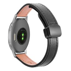 Per Garmin Venu 2S 18mm Slim Magnetic Buckle Microfiber Leather Watch Band (Nero)