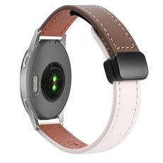 Per Garmin Venu 2S 18mm Slim Magnetic Buckle Microfiber Leather Watch Band (Albicocca+Caramello Macchiato)