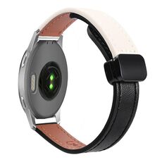 Per Garmin Venu 2S 18mm Slim Magnetic Buckle Microfiber Leather Watch Band (Nero+Albicocca)