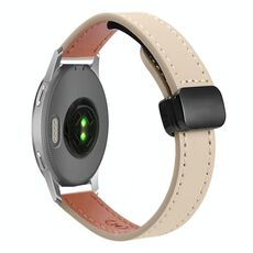 Per Garmin Venu 2S 18mm Slim Magnetic Buckle Microfiber Leather Watch Band (crema albicocca)