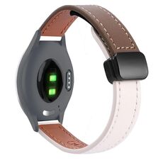Per Garmin Vivomove 3S 18mm Slim Magnetic Buckle Microfiber Leather Watch Band (Albicocca+Caramello Macchiato)