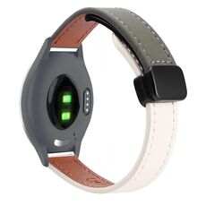 Per Garmin Vivomove 3S 18mm Slim Magnetic Buckle Microfiber Leather Watch Band (Albicocca+Verde Avocado)