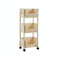 Carrello libreria mobile da pavimento per uso domestico, multifunzionale, per cucina e camera da letto, con ruote, stile: 3 strati senza coperchio