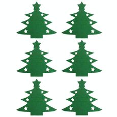 6 pezzi/pacco Decorazioni natalizie Borsa per stoviglie a forma di albero di Natale con coltello e forchetta (verde)