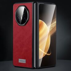 Per Honor Magic V3 SULADA Custodia antiurto in TPU + pelle fatta a mano per telefono (rosso)