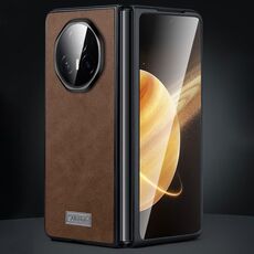 Per Honor Magic V3 SULADA Custodia antiurto in TPU + pelle fatta a mano per telefono (marrone)