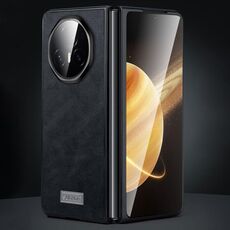 Per Honor Magic V3 SULADA Custodia antiurto in TPU + pelle fatta a mano per telefono (nero)