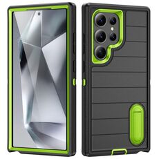 Per Samsung Galaxy S24 Ultra 5G Defender Gen2 Custodia per telefono in silicone + PC resistente con supporto (nero + verde)
