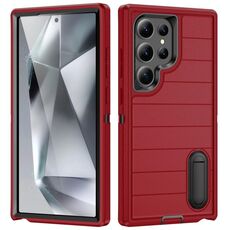 Per Samsung Galaxy S24 Ultra 5G Defender Gen2 Custodia per telefono in silicone + PC resistente con supporto (rosso+nero)