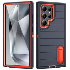 Per Samsung Galaxy S24 Ultra 5G Defender Gen2 Custodia per telefono in silicone + PC resistente con supporto (blu scuro + arancione)