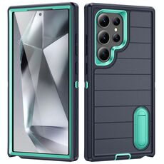 Per Samsung Galaxy S24 Ultra 5G Defender Gen2 Custodia per telefono in silicone + PC resistente con supporto (blu scuro + ciano)
