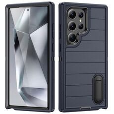 Per Samsung Galaxy S24 Ultra 5G Defender Gen2 Rugged PC + custodia per telefono in silicone con supporto (blu scuro + nero)