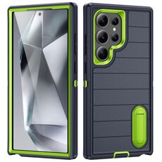 Per Samsung Galaxy S24 Ultra 5G Defender Gen2 Custodia per telefono in silicone + PC resistente con supporto (blu scuro + verde)